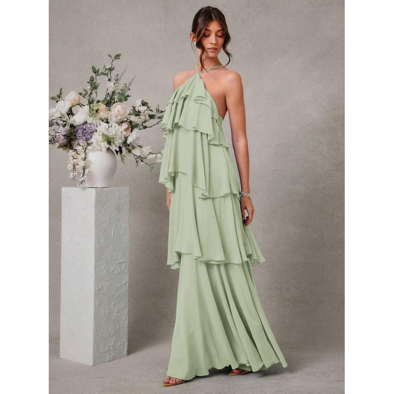 Damen Chiffon Neckholder-Kleid