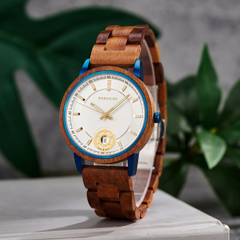 Natürliche Holzarmbanduhr mit Vintage-Minimalist-Design für Junggeblie