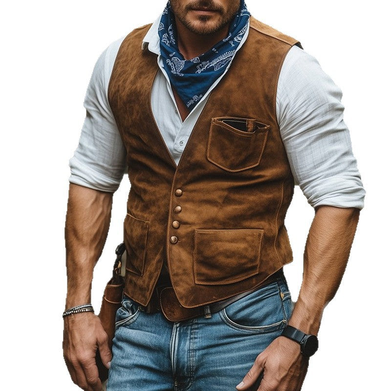 Herren Retro-Weste aus Wildlederimitat