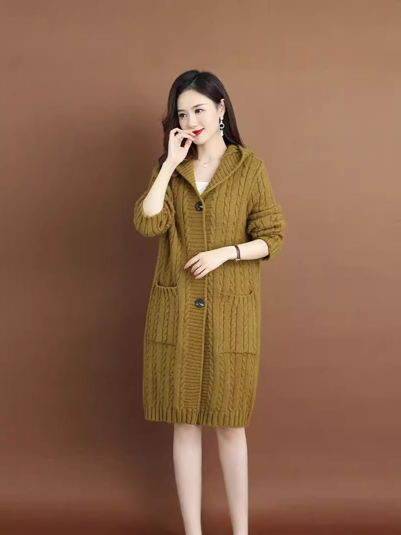 Kapuzen-Strickjacke für Damen