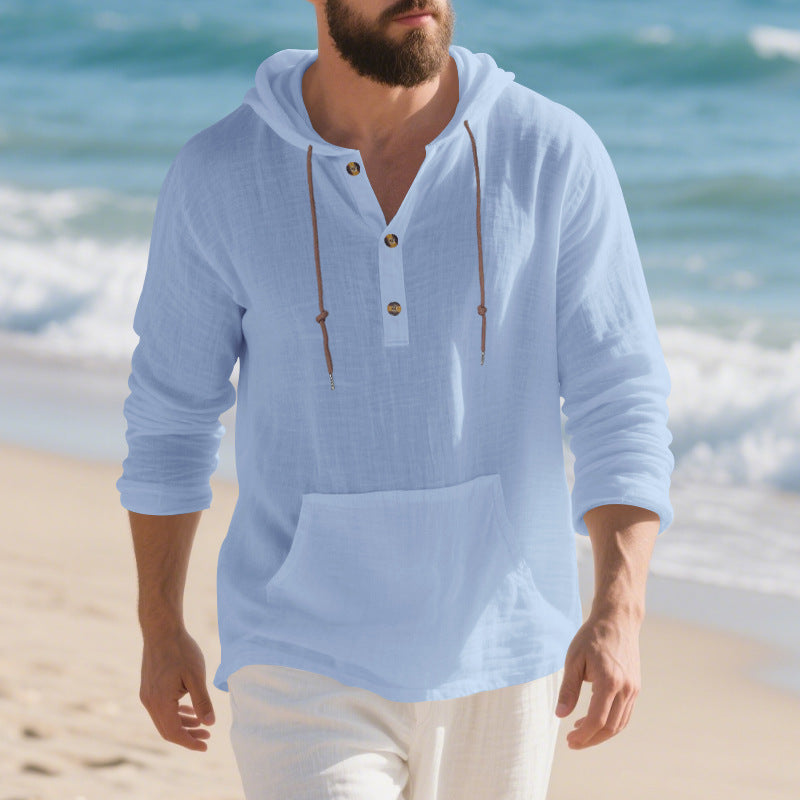 Herren Langarm-Hoodie Leinenmischung – Bild 11 | LuxeStyle