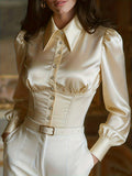Elegantes Satin-Top mit Langarm – Bild 1 | LuxeStyle