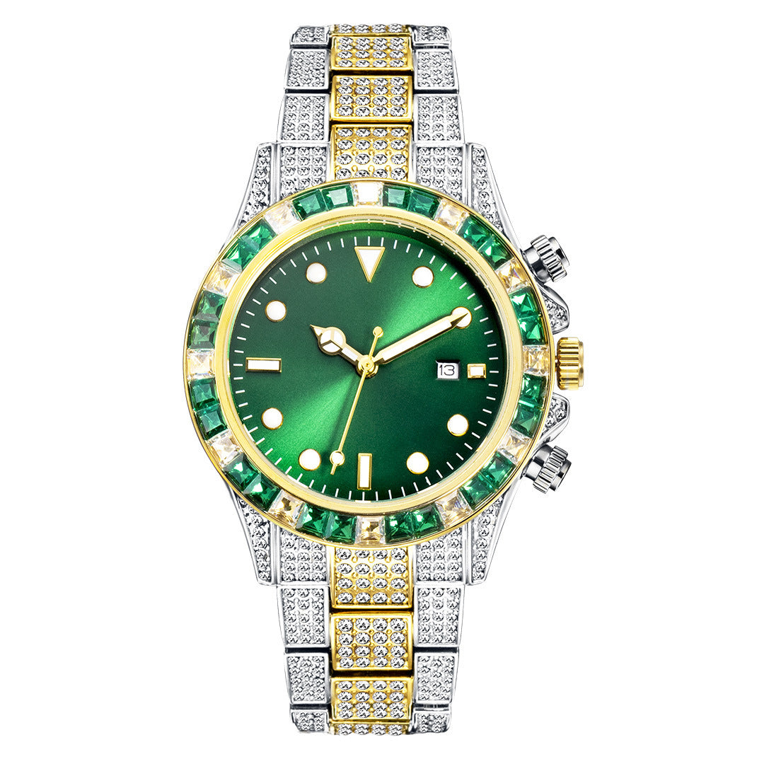Diamantbesetzte Quarzuhr mit Leuchtzeigern – Bild 6 | LuxeStyle