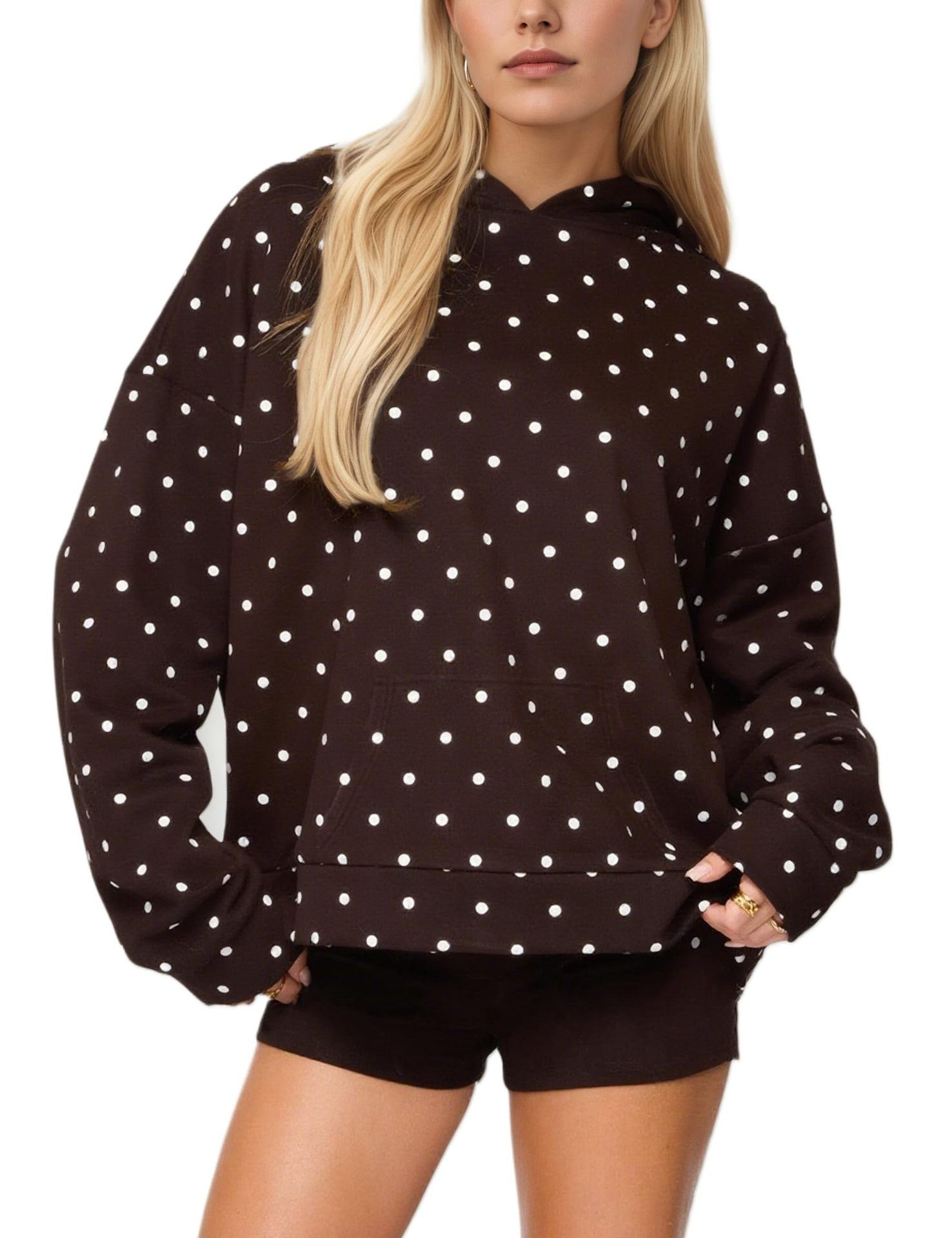 Gepunktetes Kapuzen-Sweatshirt für Damen