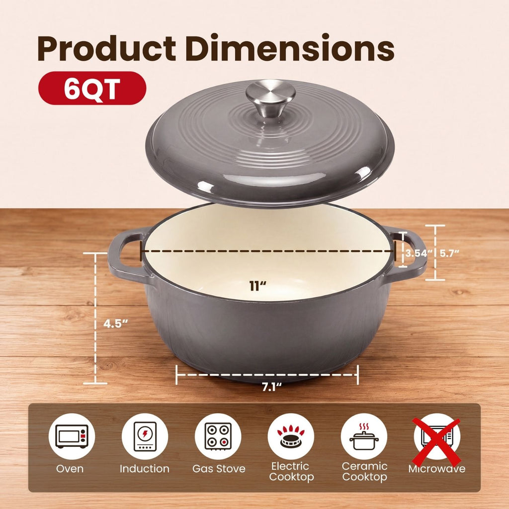 Emaillierter Gusseisen-Topf mit 6 Quart