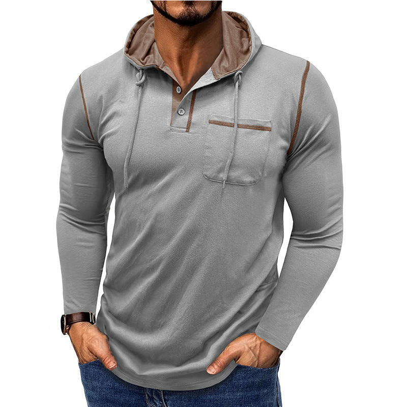 Herren Langarmshirt Henley mit Kapuze – Bild 2 | LuxeStyle
