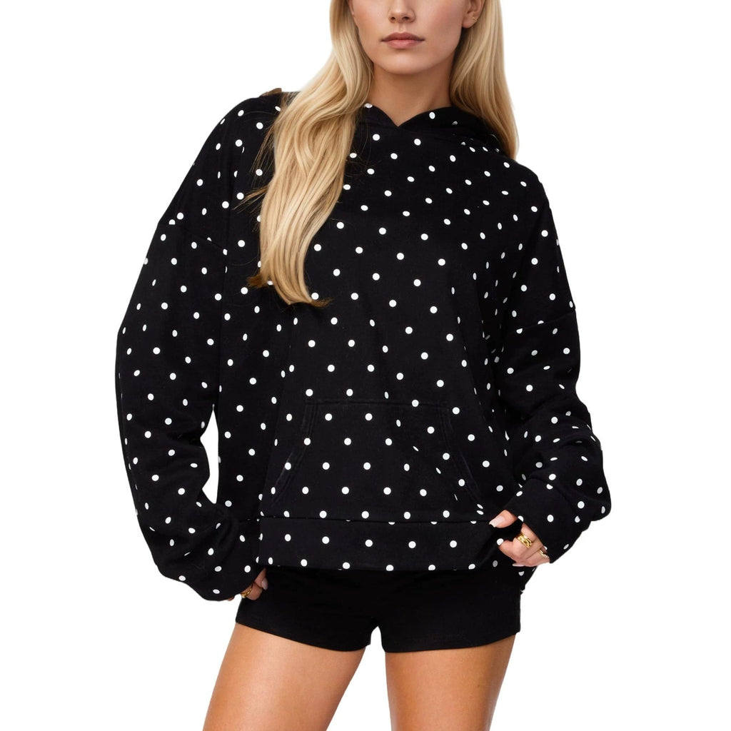 Kapuzen-Sweatshirt mit Polka-Dot-Print