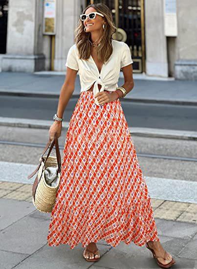 Print-Maxi-Rock im Casual-Stil