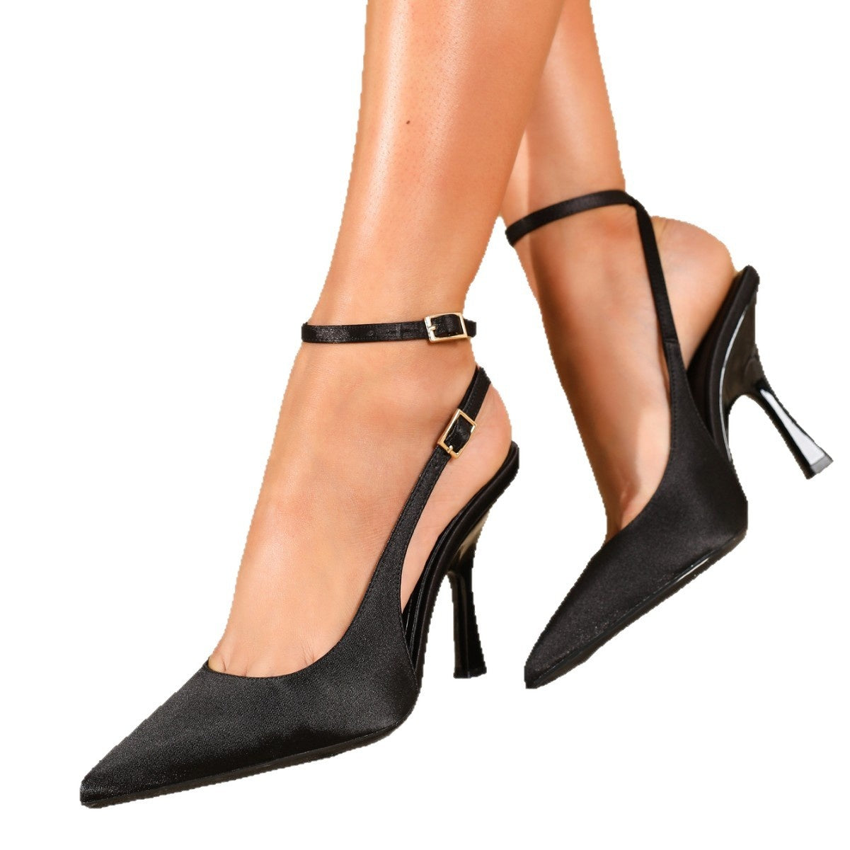Schmale Spitzschuhsandalen mit Stiletto-Absatz