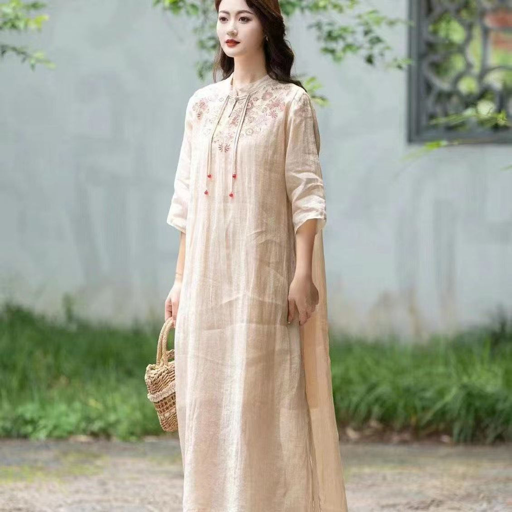 Vintage Leinenkleid im Loose-Fit
