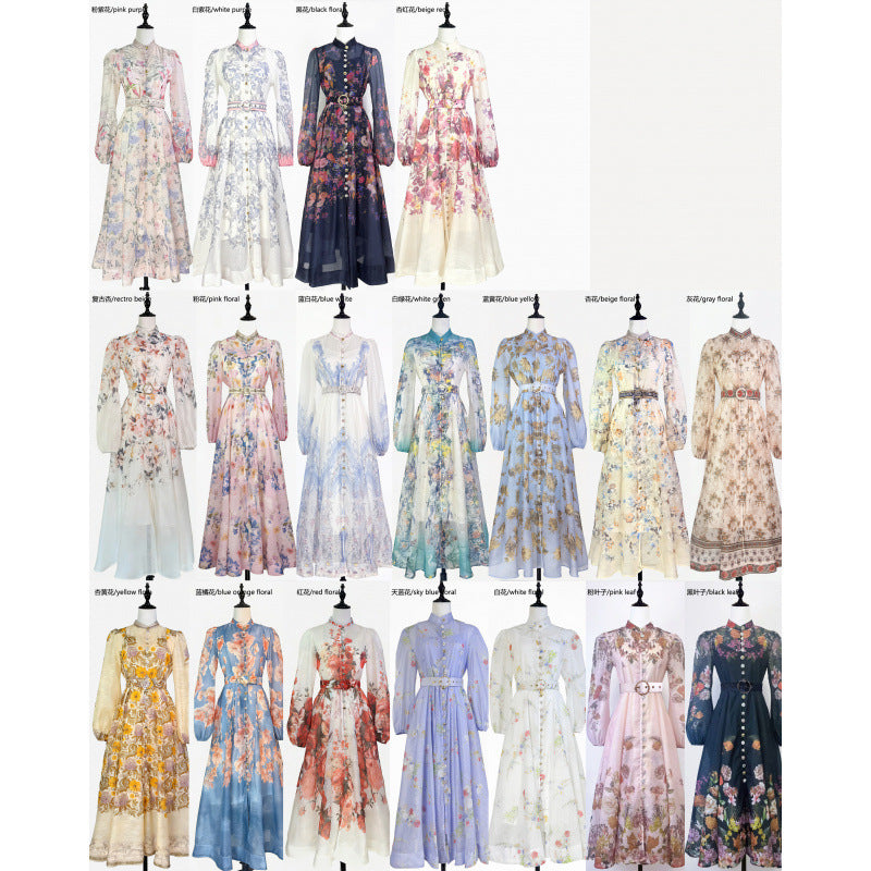 Midi-Kleid mit Stehkragen und Puffärmeln – Bild 5 | LuxeStyle