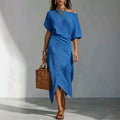 Casual Kleid mit Schlitz und unregelmässigem Saum