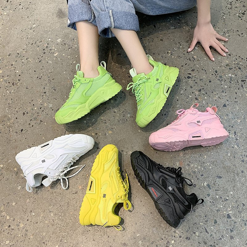 Candy-farbige Plateau-Sneaker für Damen