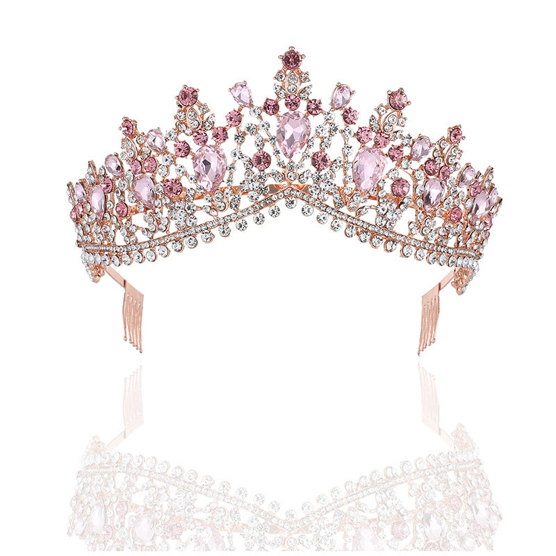 Baroque Hochzeitskrone mit Rosensteinen – Prinzessinnen-Formalzubehör – Bild 2 | LuxeStyle