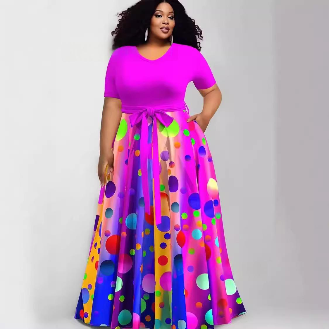 Damen-Kleid mit Kontrastfarben und Druck – Bild 3 | LuxeStyle