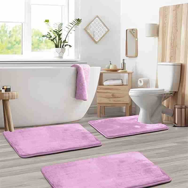 Rutschfestes Korallenfleece Badematten-Set