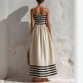 Gestreiftes Leinen-Patchwork Slipdress