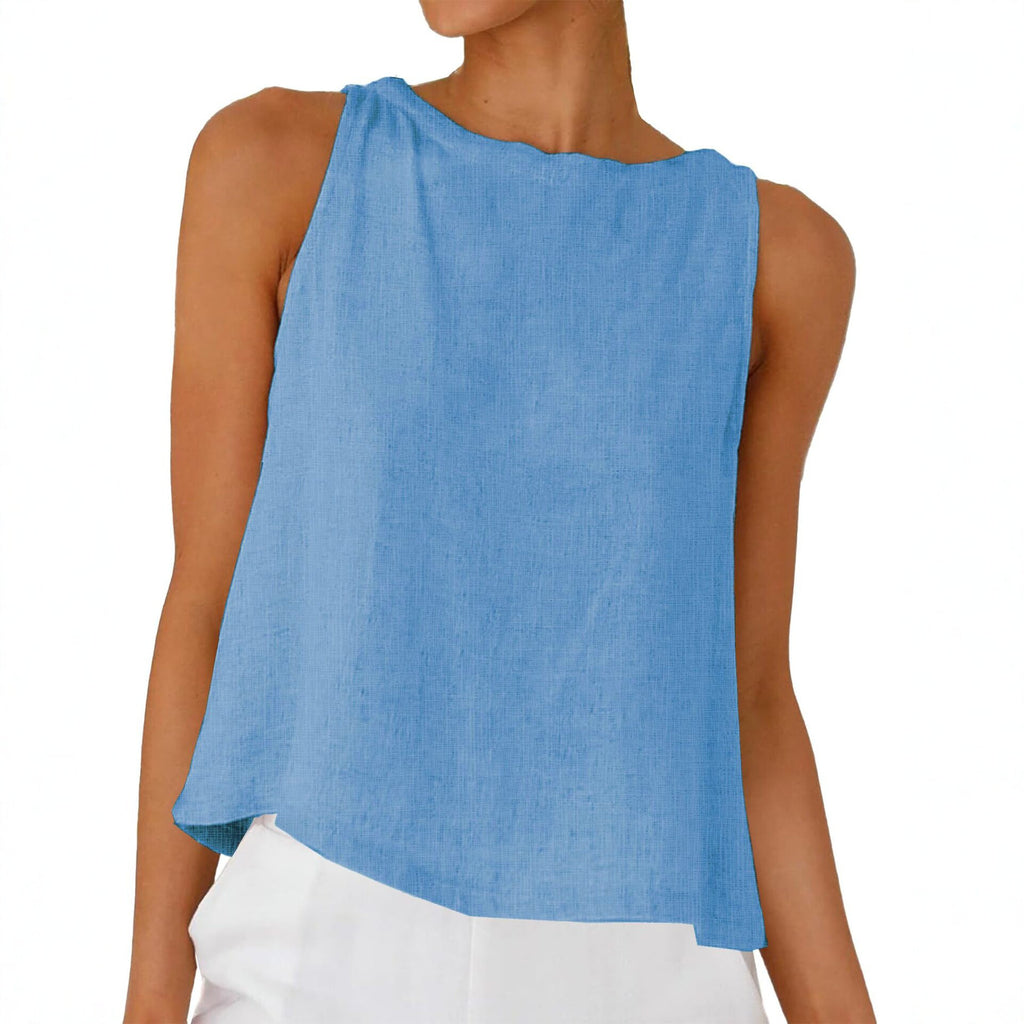 Damen Kurzbluse mit Rundhals und Knopfleiste