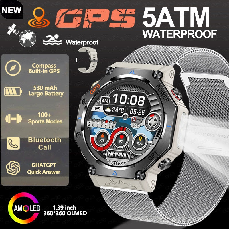 Multifunktionale Outdoor Smartwatch mit Taschenlampe – Ansicht 7