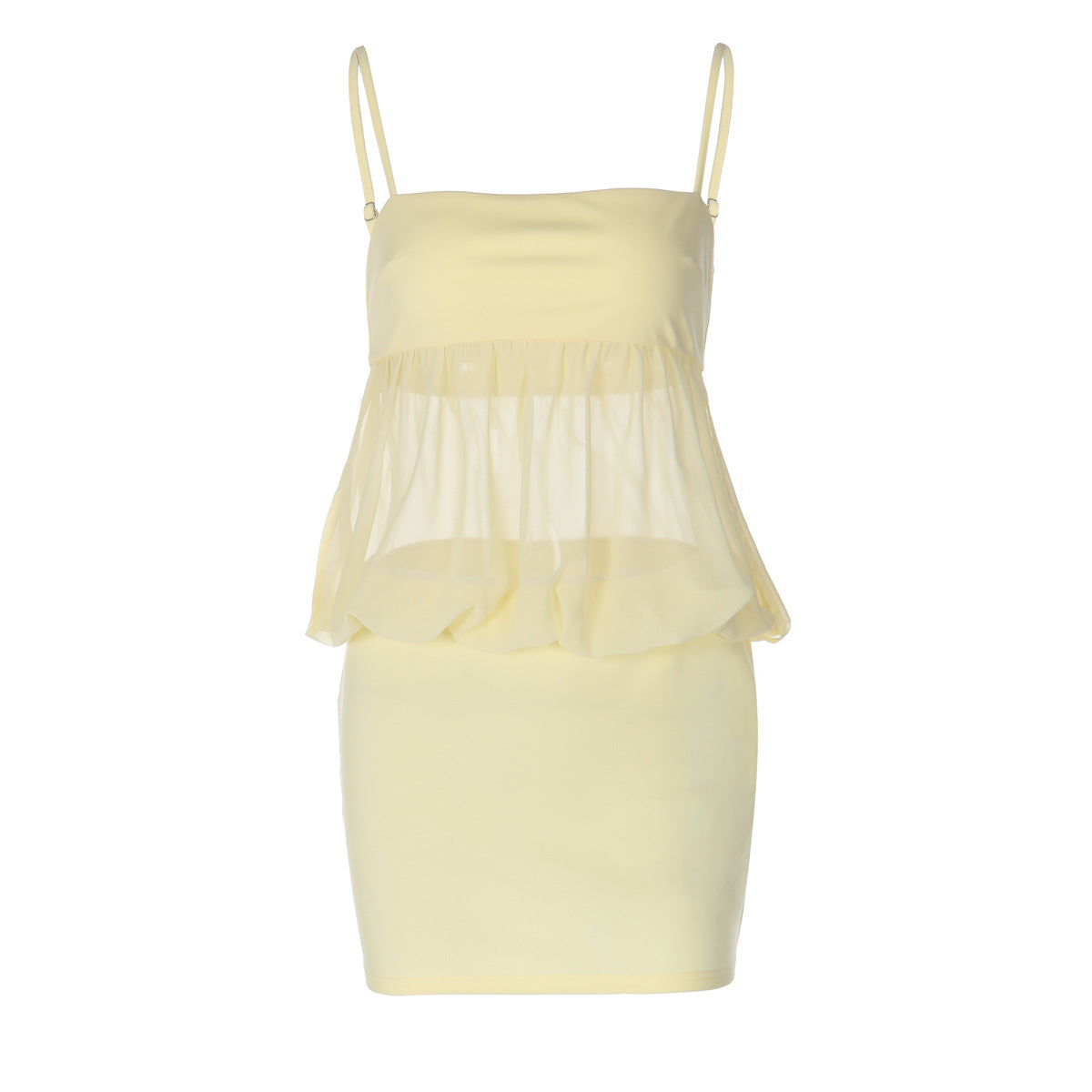 Off-Shoulder Mesh Trägerkleid – Bild 3 | LuxeStyle