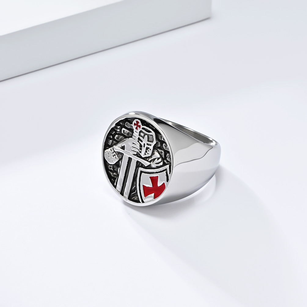 Militärring für Herren mit Kreuz-Design