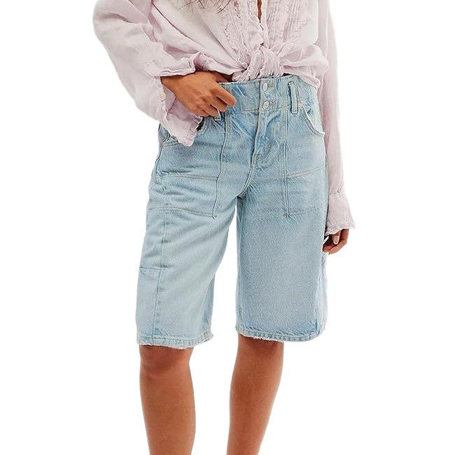 Vintage Blue Cropped Jeans mit geradem Bein