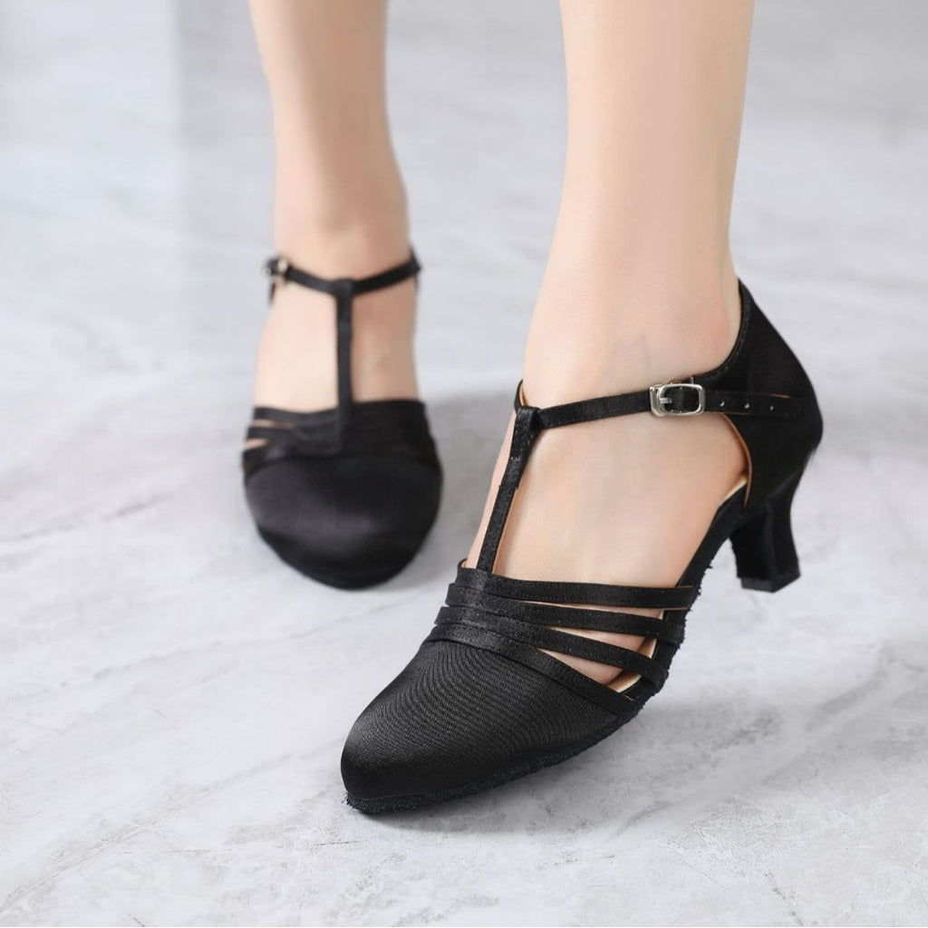 Satin Latin Tanzschuhe Schwarz – Bild 3 | LuxeStyle