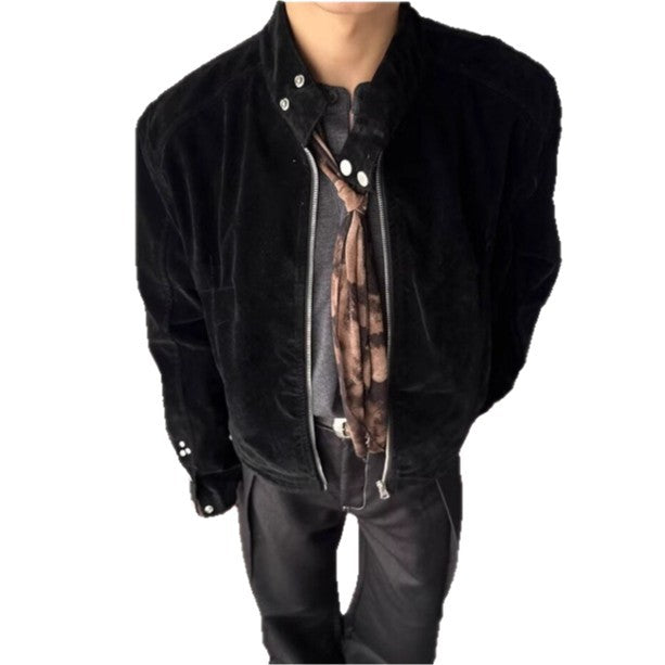 Harringtonjacke mit Standkragen aus Samt – Bild 7 | LuxeStyle