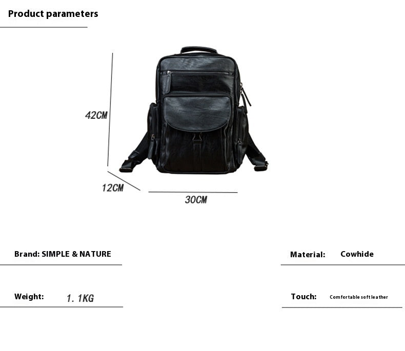 Grosser Rindsleder-Rucksack für Herren – Bild 6 | LuxeStyle