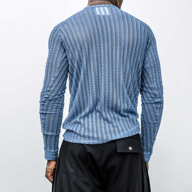 Herren Langarmshirt mit Streifen – Bild 5 | LuxeStyle