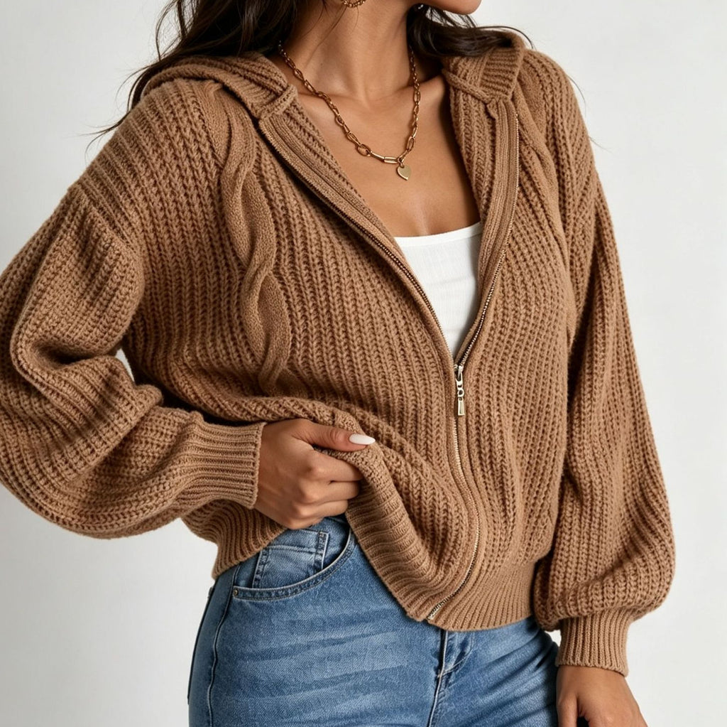 Hooded Cardigan aus Strick