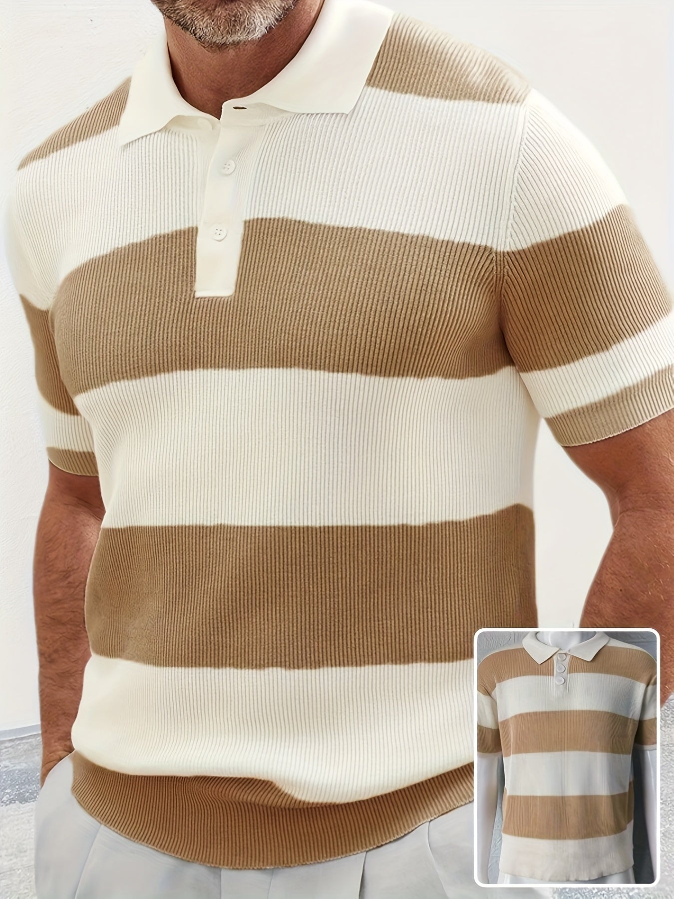 Kurzarm-Strickpullover mit Reverskragen