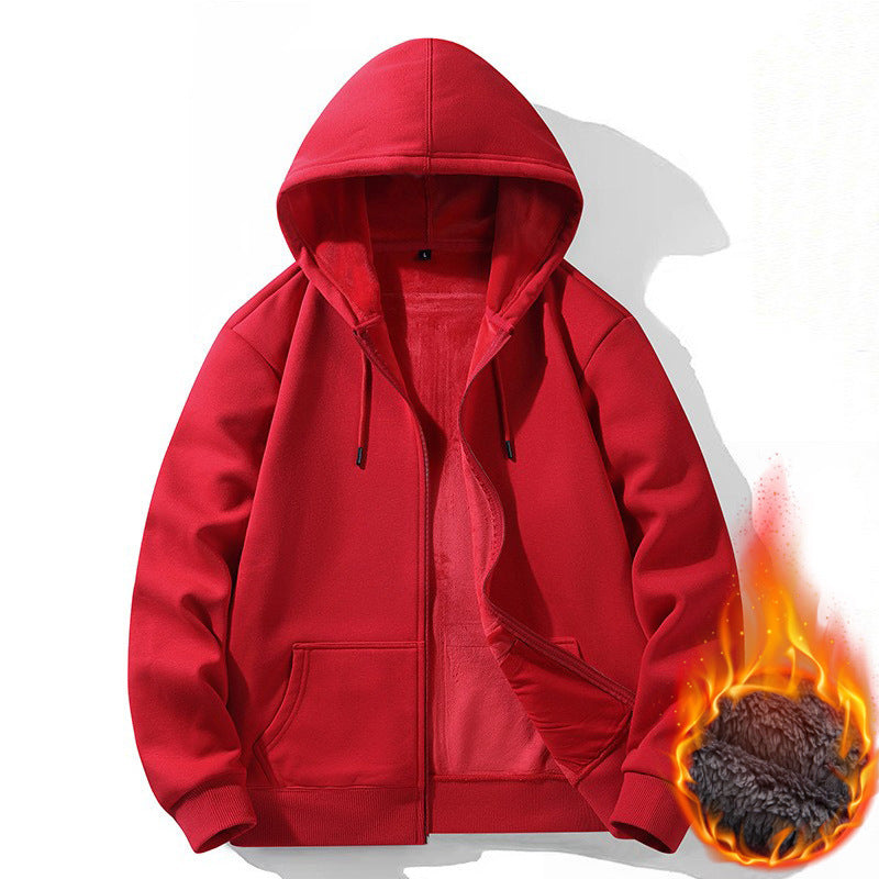 Herren Kapuzen-Cardigan Fleece-gefüttert