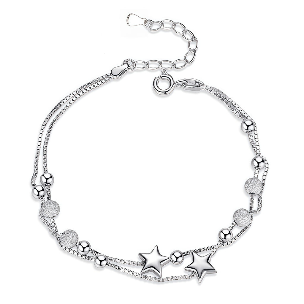Doppellagiges Sternenarmband aus 925er Sterling Silber