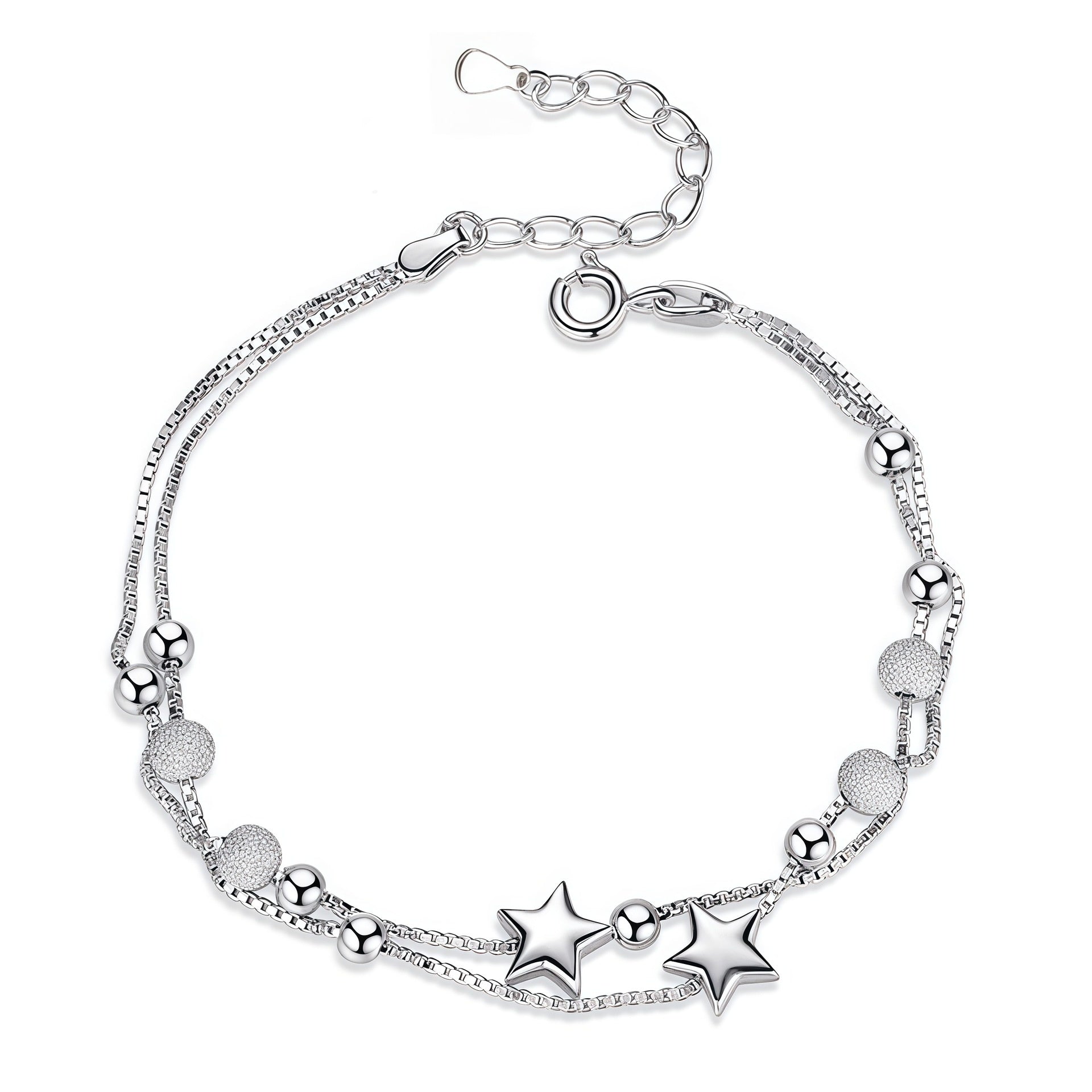 Doppellagiges Sternenarmband aus 925er Sterling Silber