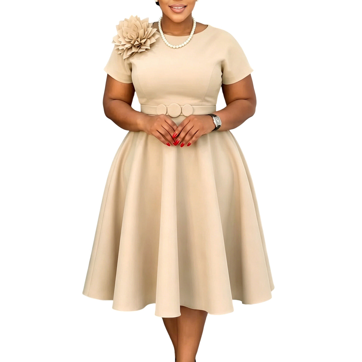 Damenkleid mit grossflächigem Blumenmuster – Bild 3 | LuxeStyle