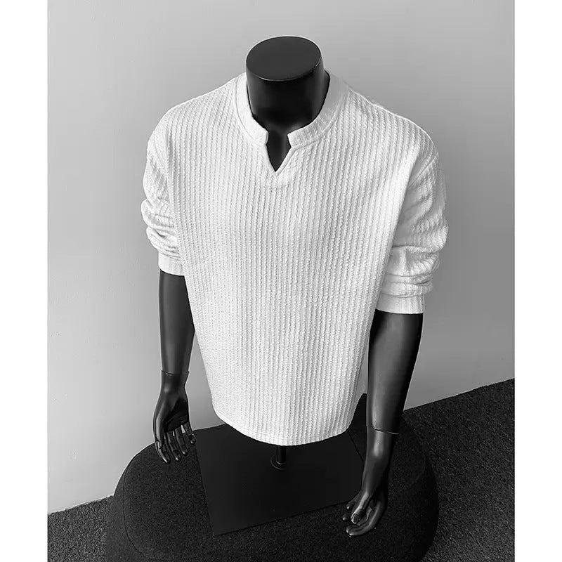 Herren Langarmshirt mit V-Ausschnitt – Bild 4 | LuxeStyle