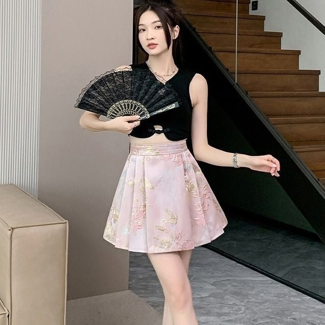 Satin Jupe im New Chinese-Style