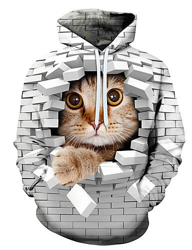 Hoodie mit 3D Digital Katzen-Print für Paare