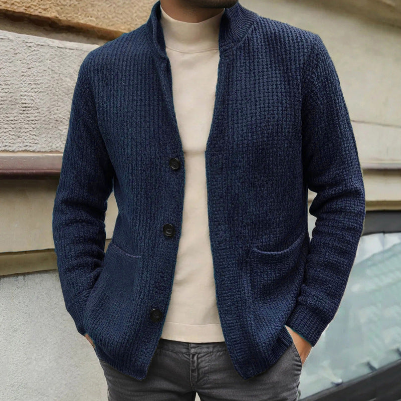 Herren Strickmantel mit Stehkragen