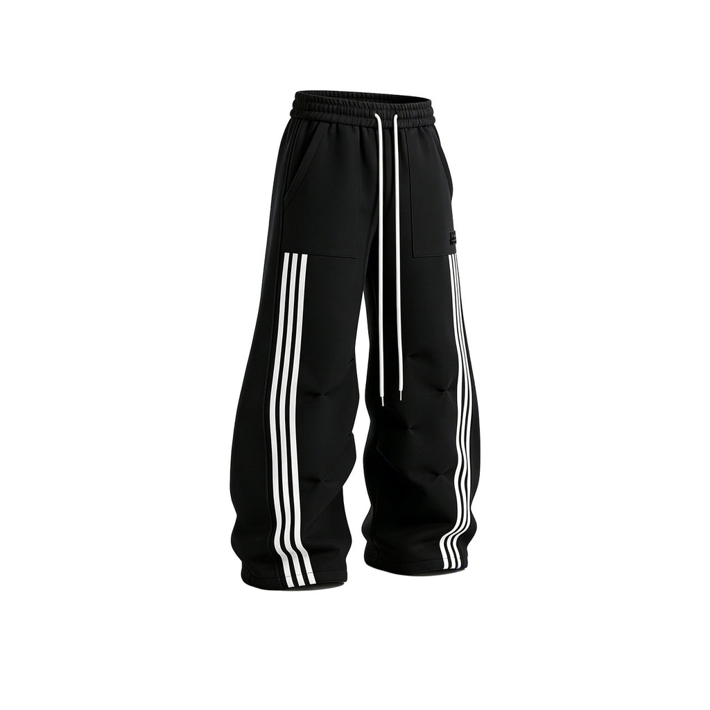 Retro Sport-Casual Gestreifte Jacke und Weitbein-Hose