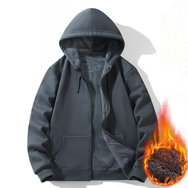 Herren Kapuzen-Cardigan Fleece-gefüttert