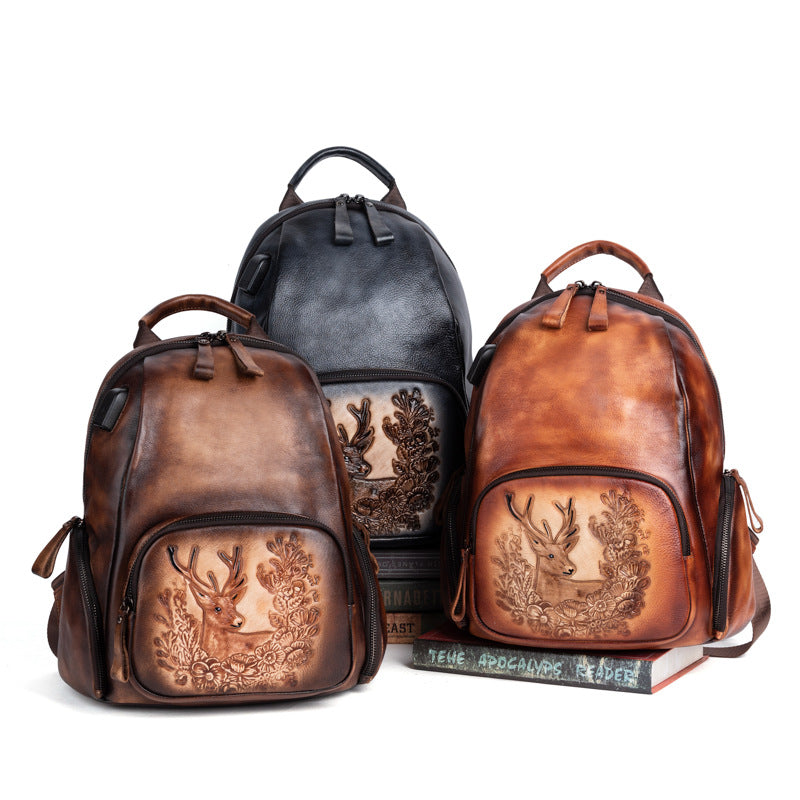 Rucksack Retro-Hirschkopf aus Rindsleder – Bild 6 | LuxeStyle