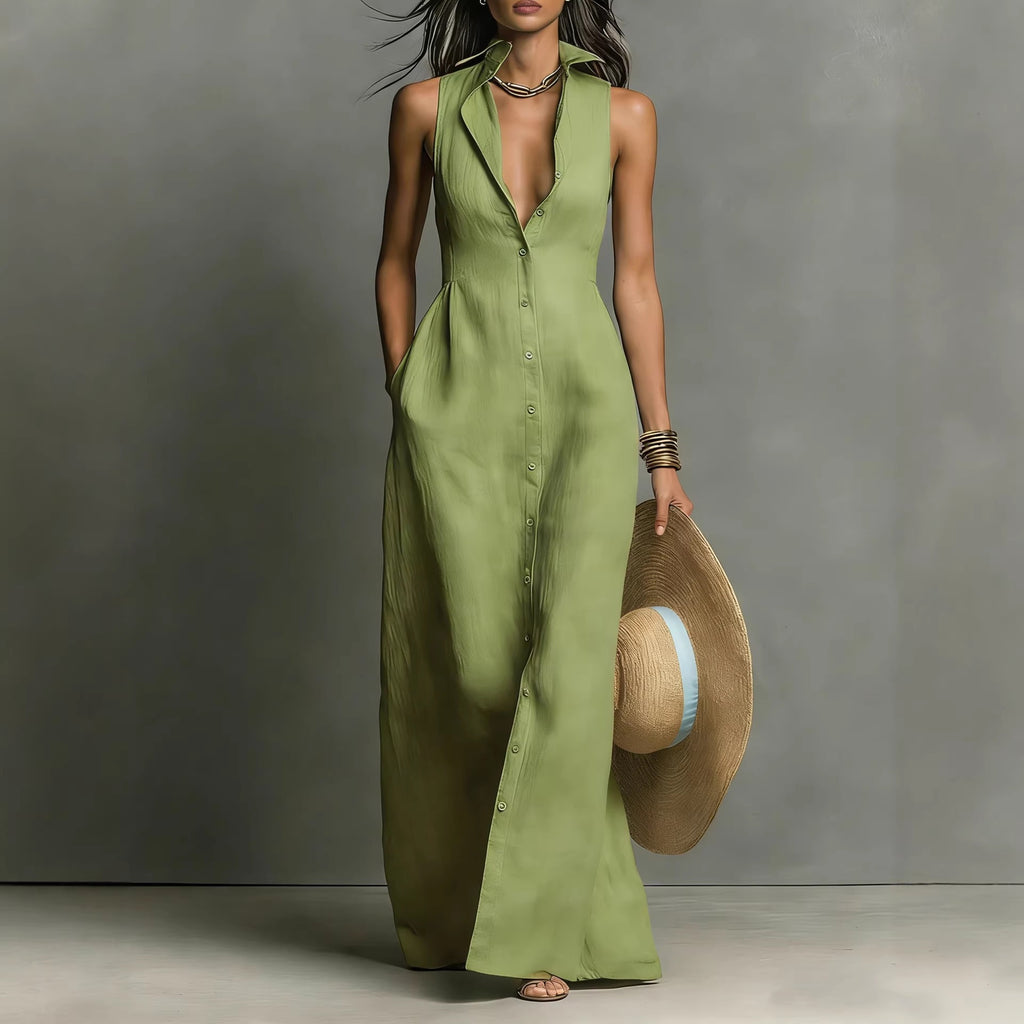 Ärmelloses Hemdkragenkleid – Bild 4 | LuxeStyle