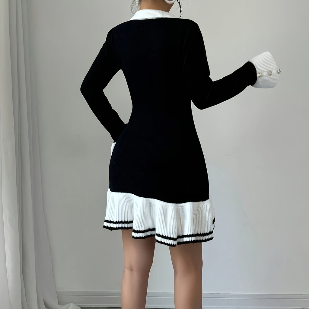 Gerüschtes V-Neck Minikleid für Damen