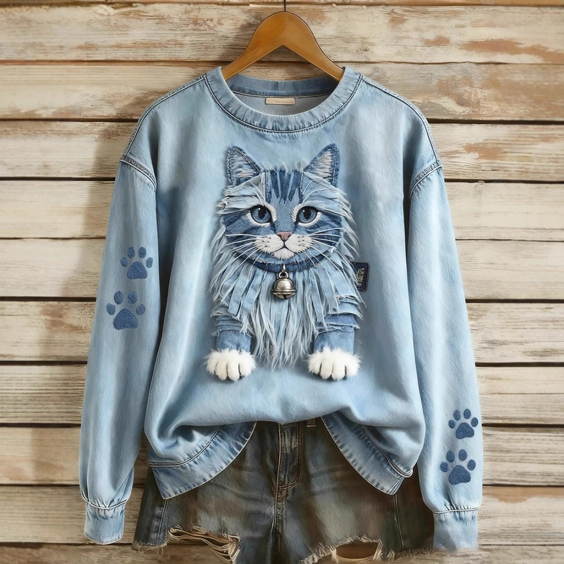 Damen Pullover mit Blumenprint und Rundhals