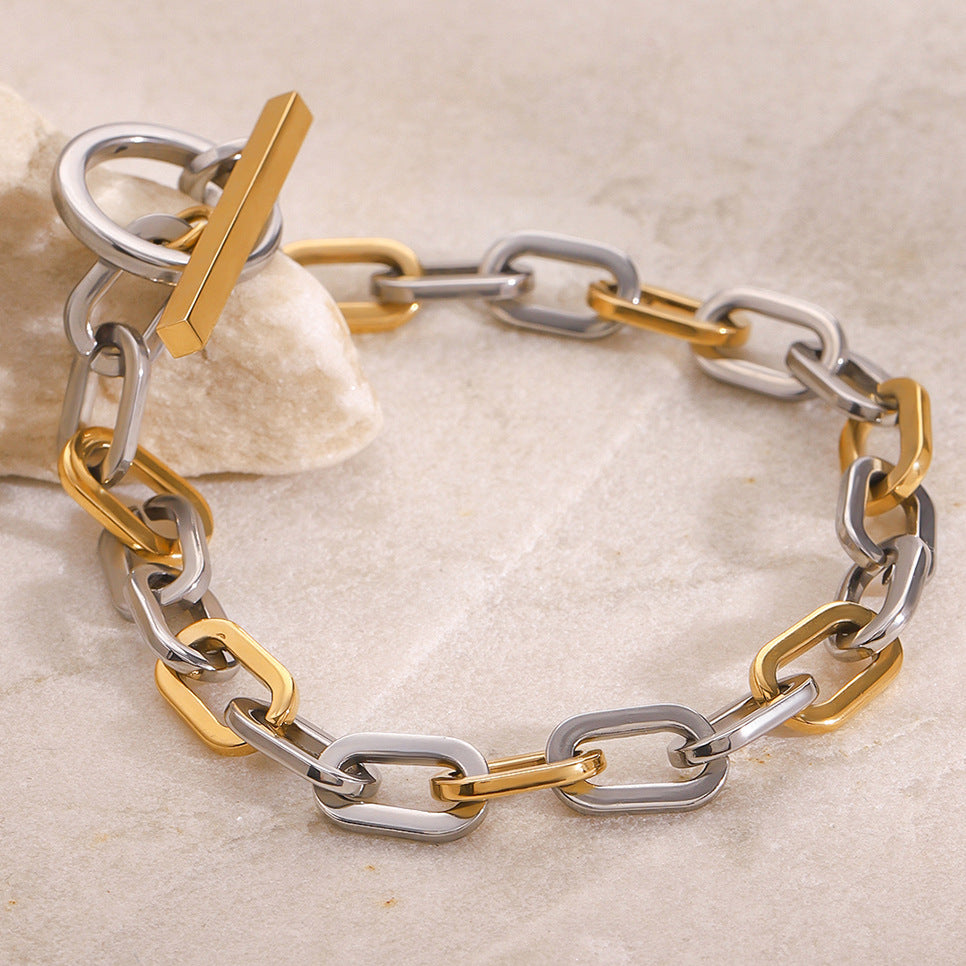Edelstahl-Armband mit Farbblock-Design – Bild 3 | LuxeStyle