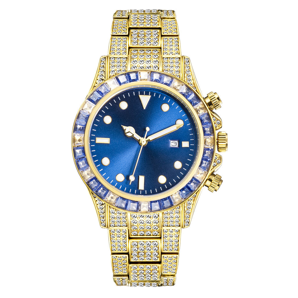 Diamantbesetzte Quarzuhr mit Leuchtzeigern – Bild 7 | LuxeStyle