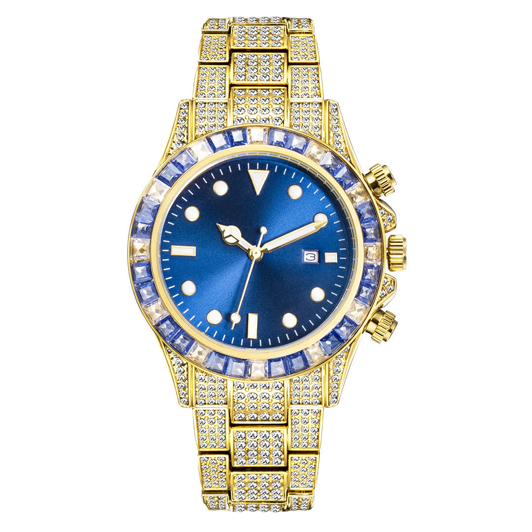 Diamantbesetzte Quarzuhr mit Leuchtzeigern – Bild 7 | LuxeStyle