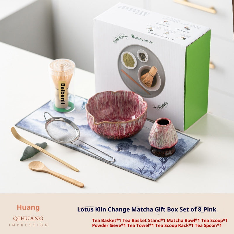 Matcha-Set aus Keramik im Retro-Stil